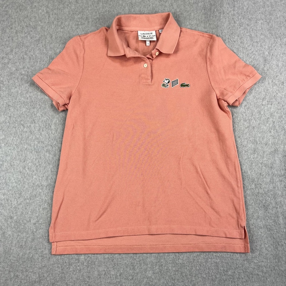 Lacoste X Peanuts Polo Shirt Size Small (38) Pink Short Sleeve Tennis Colab